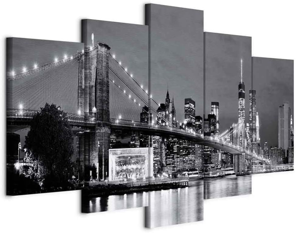 murando - Wandbilder XXL New York 150x75cm 5 tlg - Wand Deko Leinwand Bilder Gross Wanddeko Wohnzimm