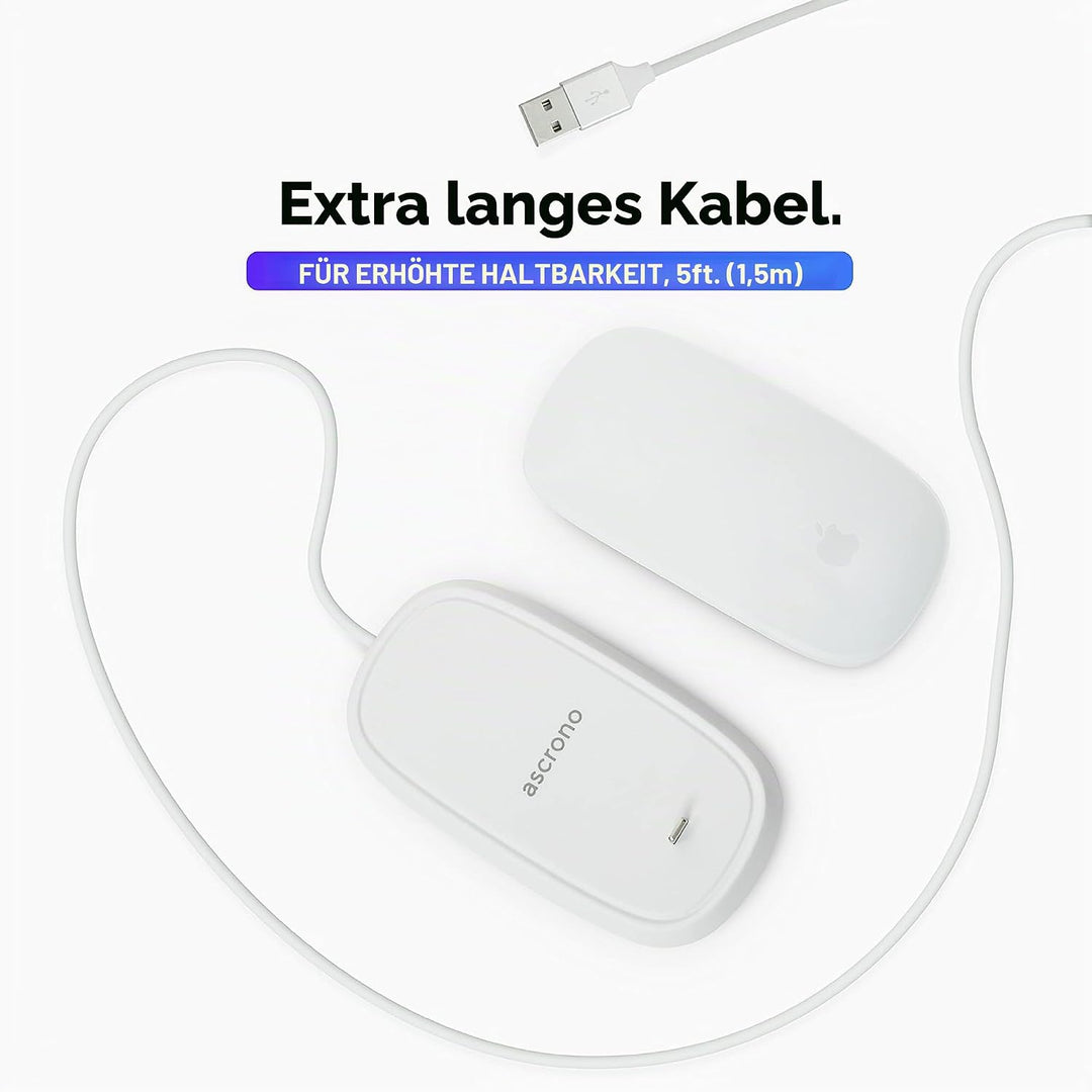 Ascrono - Ladestation Kompatibel mit Apple Magic Mouse 2 - Weiss - PerfectZubehör | Verwendbar als L
