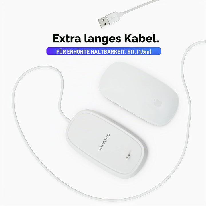 Ascrono - Ladestation Kompatibel mit Apple Magic Mouse 2 - Weiss - PerfectZubehör | Verwendbar als L