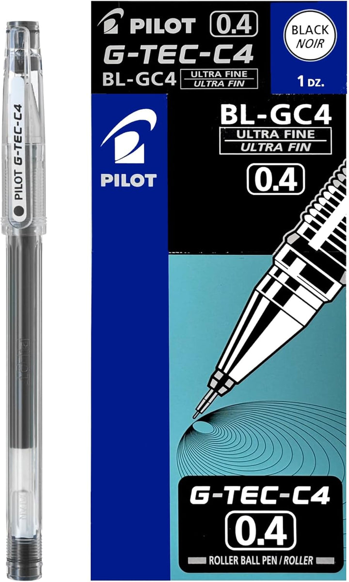 Pilot G Tec C4 Gelschreiber Micro 0,4 mm Schreibspitze 0,2 mm Strichbreite 12 Stück schwarz, schwarz
