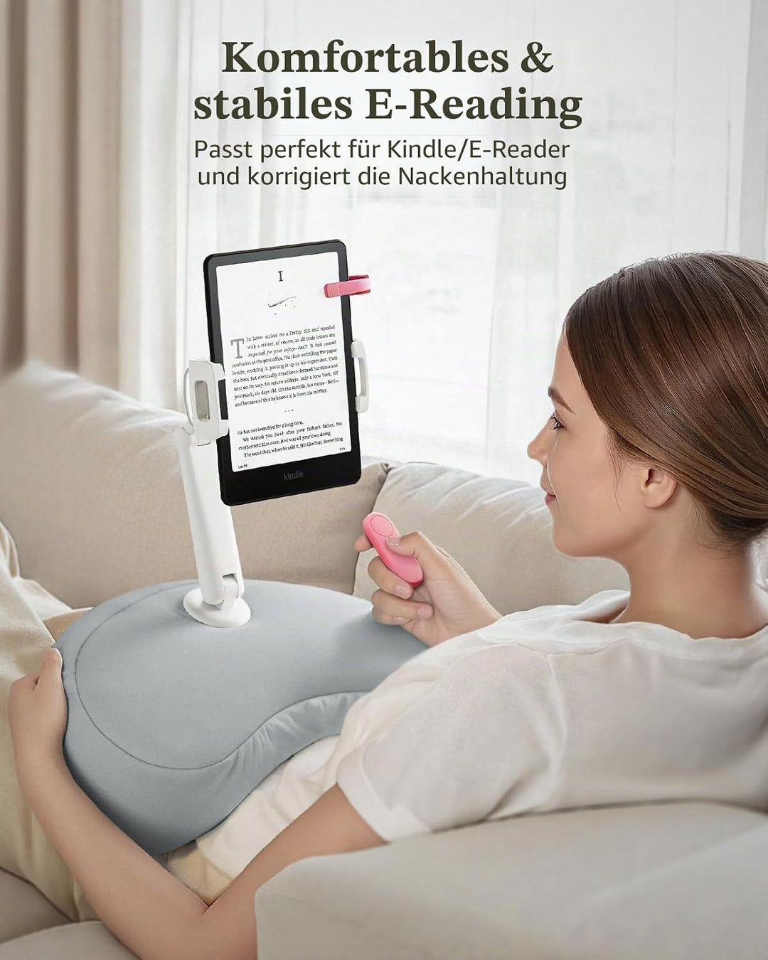 SAIJI Tablet Kissen Halter, 360° Verstellbarer ipad Halterung Bett mit flexiblem doppelachsigem Arm,
