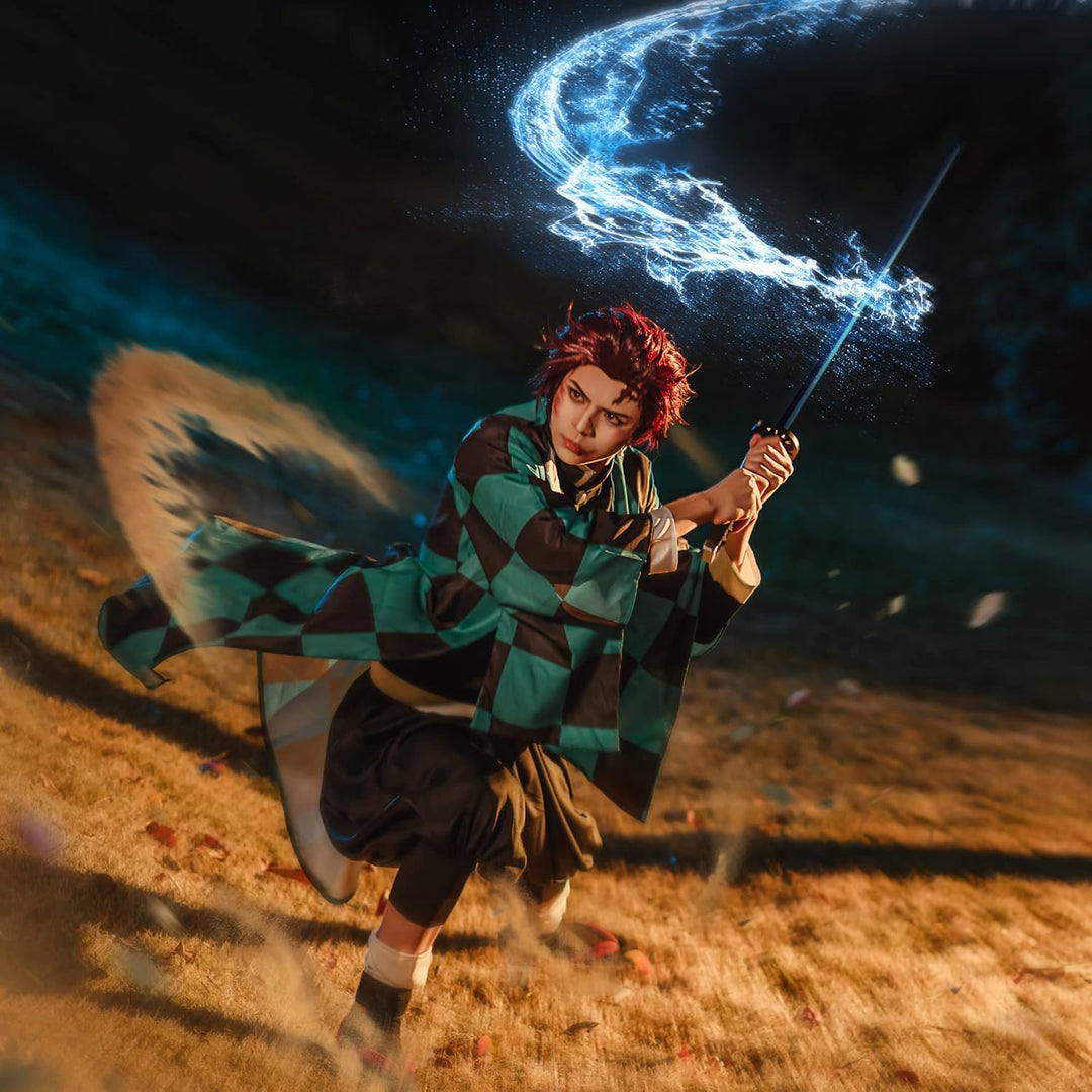 Agatsuma Zenitsu Cosplay Kimono Vollständiger Satz Anime Zenitsu Cosplay Kostüm Erwachsene, Grü