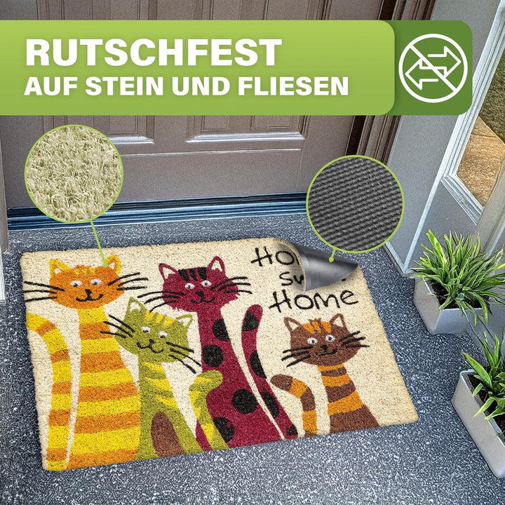 Bodenständig® Kokosmatte Fussmatte Kokos - wetterfest aussen Home Cats, Home Cats