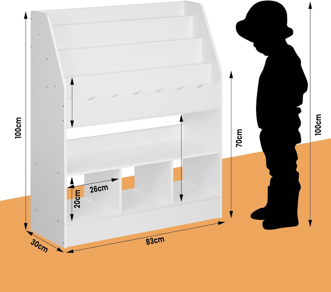 WOLTU Bücherregal Kinder, Kinderregal, weisses Regal Kinderzimmer, mit 6 Fächern, Spielzeugregal, Mo