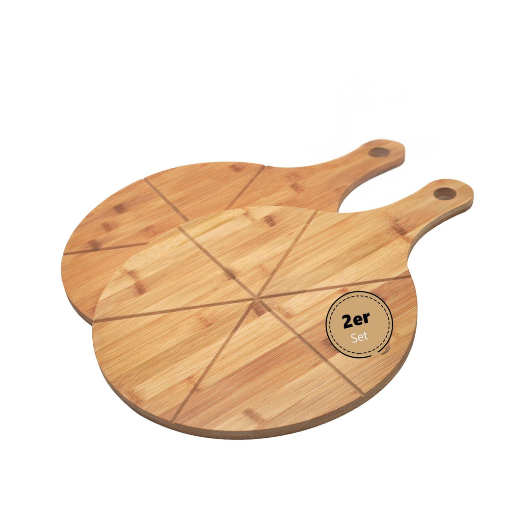 hausleben Pizzateller 33cm holz (2er-3er-4er Set) - Pizzabrett gross mit Griff, Platzteller, Pizzabr