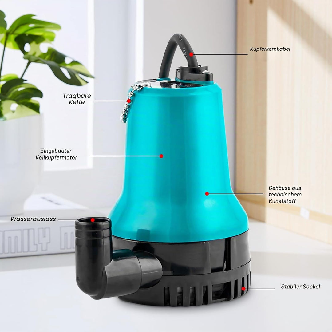 Tauchpumpe Schmutzwasser Mini Wasserpumpe DC 12V Tauchwasserpumpe 50W 4200L/H Wassertransferpumpe fü
