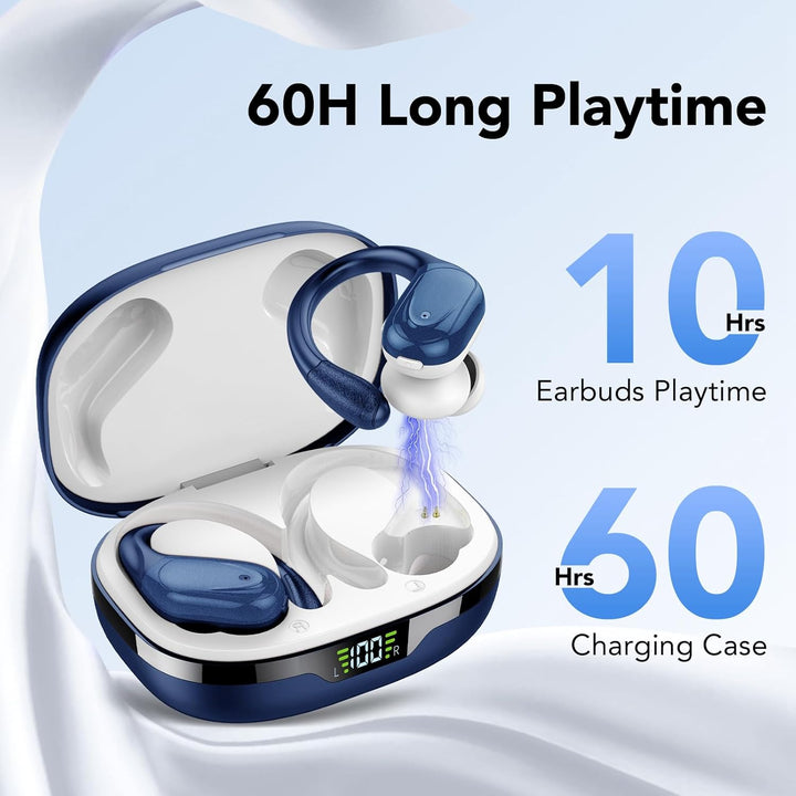 CASCHO Bluetooth Kopfhörer Sport, Kopfhörer Kabellos Bluetooth 5.3, 60 Std Kabellose Kopfhörer mit T
