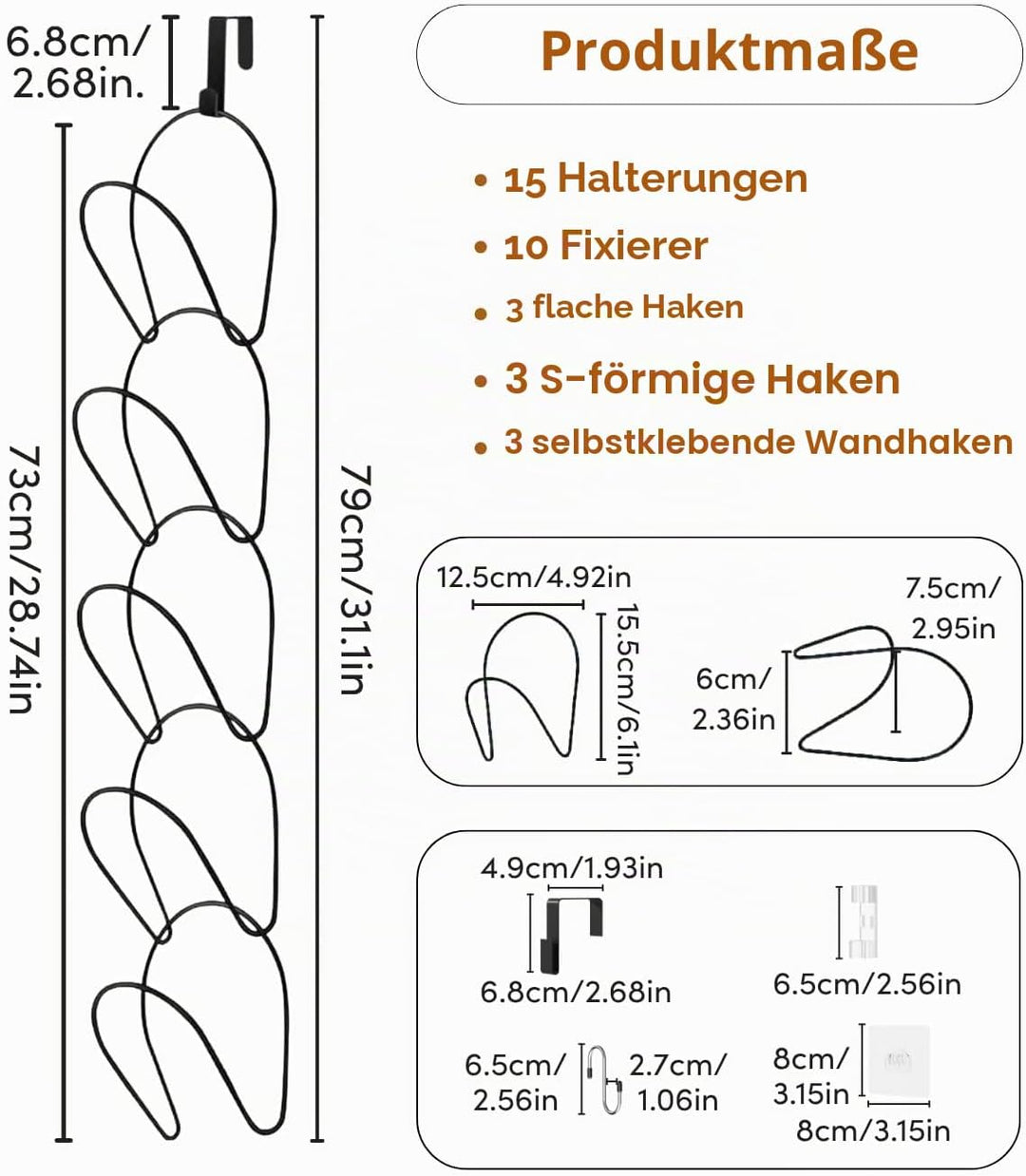 LINFIDITE Cap Halter Tür Hut Racks, Baseball Cap Halterung Schrank hängende Einstellbare Huthalter,f