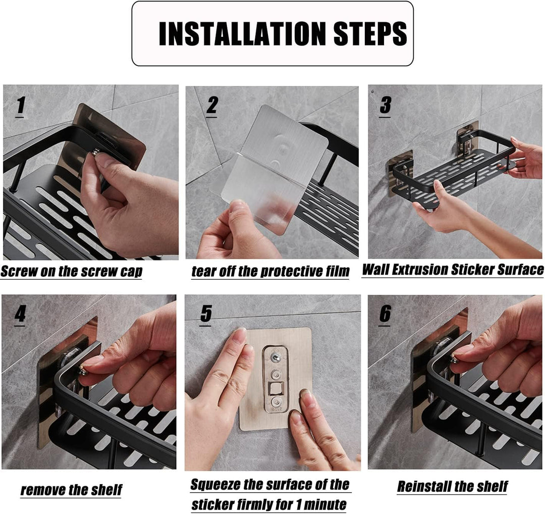 Duschablage Ohne Bohren,Duschregal Aluminium Duschkorb Selbstklebend für,Moderner Badezimmerregal,Ma
