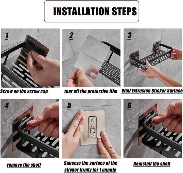 Duschablage Ohne Bohren,Duschregal Aluminium Duschkorb Selbstklebend für,Moderner Badezimmerregal,Ma