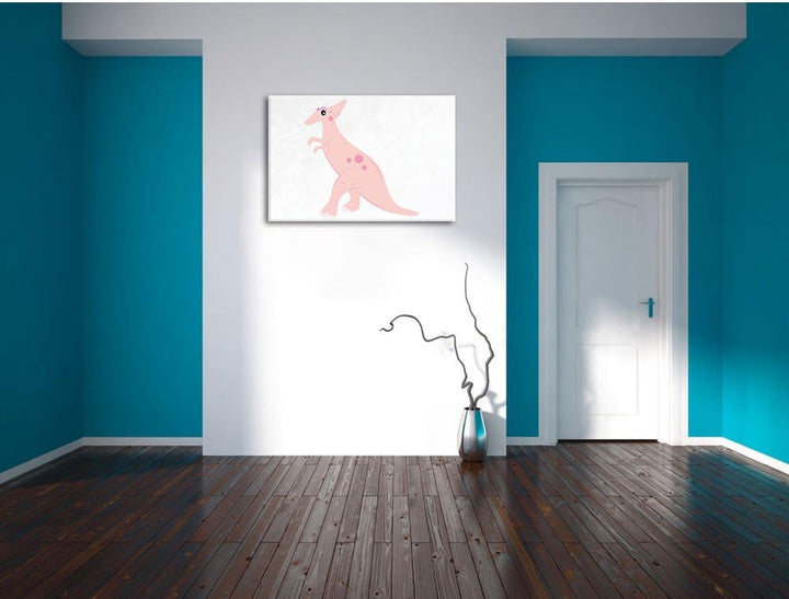 Pixxprint Niedlicher Dinosaurier als Leinwandbild/Grösse: 100x70 / Wandbild/Kunstdruck/fertig bespan