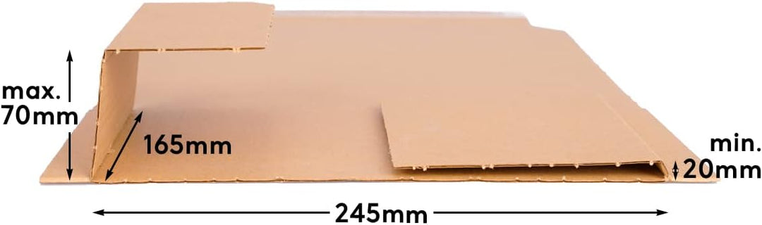 Buchverpackung 50 Stück selbstklebend, 245 x 165 x 20-70 mm, Universal Wickelverpackung 50 Stück 245
