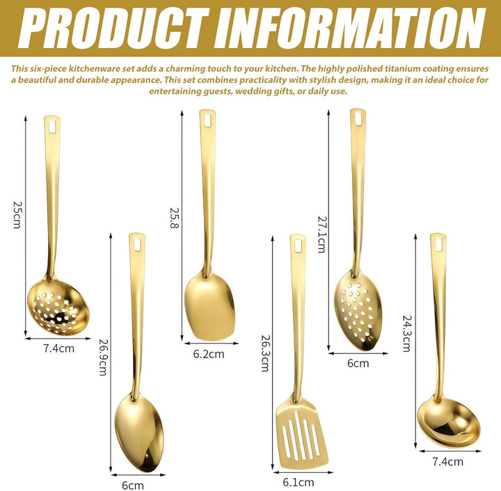 Gold Küchenutensilien Set 6-teilig, Edelstahl Kochutensilien Set, Küchengeräte Set, Home Essentials