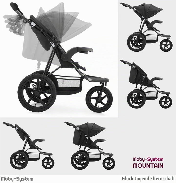 Moby-System Runner Mountain Dreirad-Kinderwagen mit Regenschutz, 15 kg Belastbar - Kinderwagen Zubeh