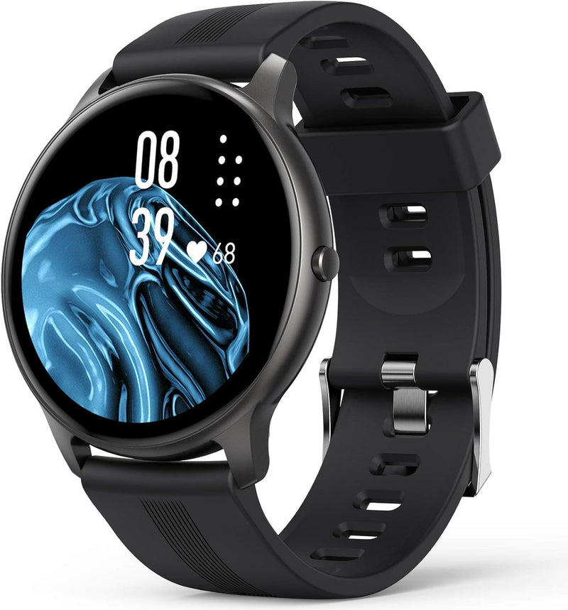 AGPTEK Smartwatch, 1,3 Zoll runde Armbanduhr mit personalisiertem Bildschirm, Musiksteuerung, Herzfr