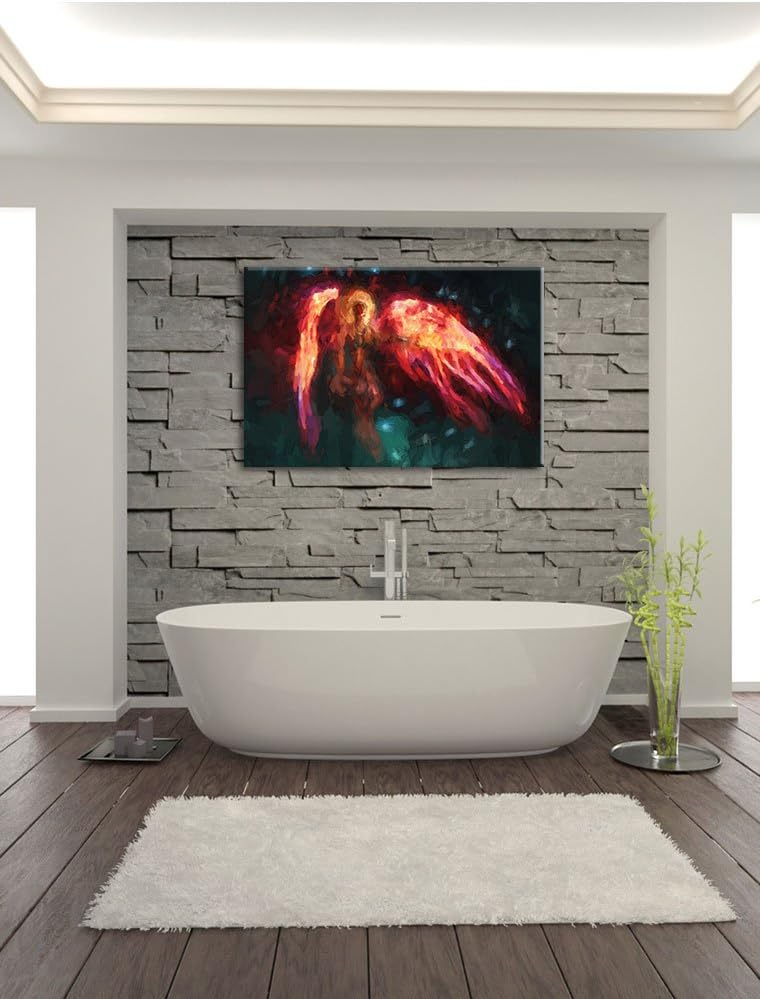 Pixxprint Alien Teufel im Weltraum Kunst Pinsel Effekt, Format: 100x70 auf Leinwand, XXL riesige Bil