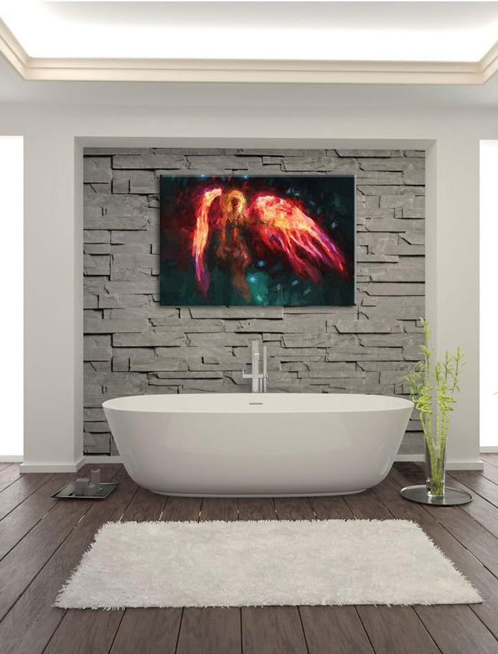 Pixxprint Alien Teufel im Weltraum Kunst Pinsel Effekt, Format: 100x70 auf Leinwand, XXL riesige Bil