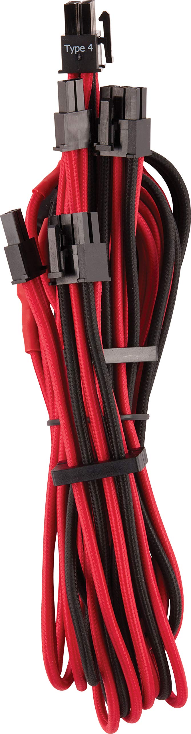 Corsair Premium Sleeved Netzteil 6+2 pin-Polig-PCIe-Dual-Kabel Typ4 (Generation 4-Serie) Rot/Schwarz