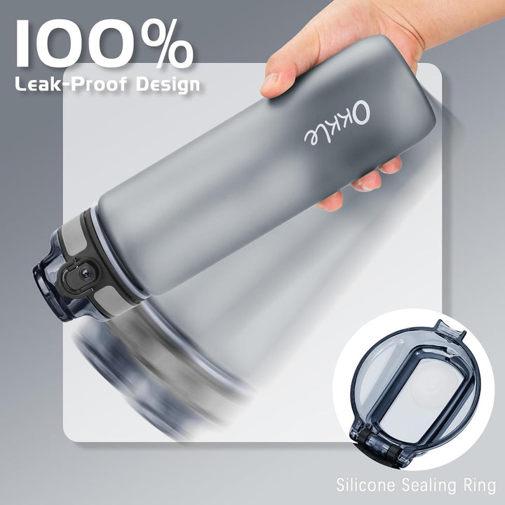 Trinkflasche 1L BPA freie Wasserflasche mit Verschlussdeckel und auslaufsicher, geeignet für Fitness