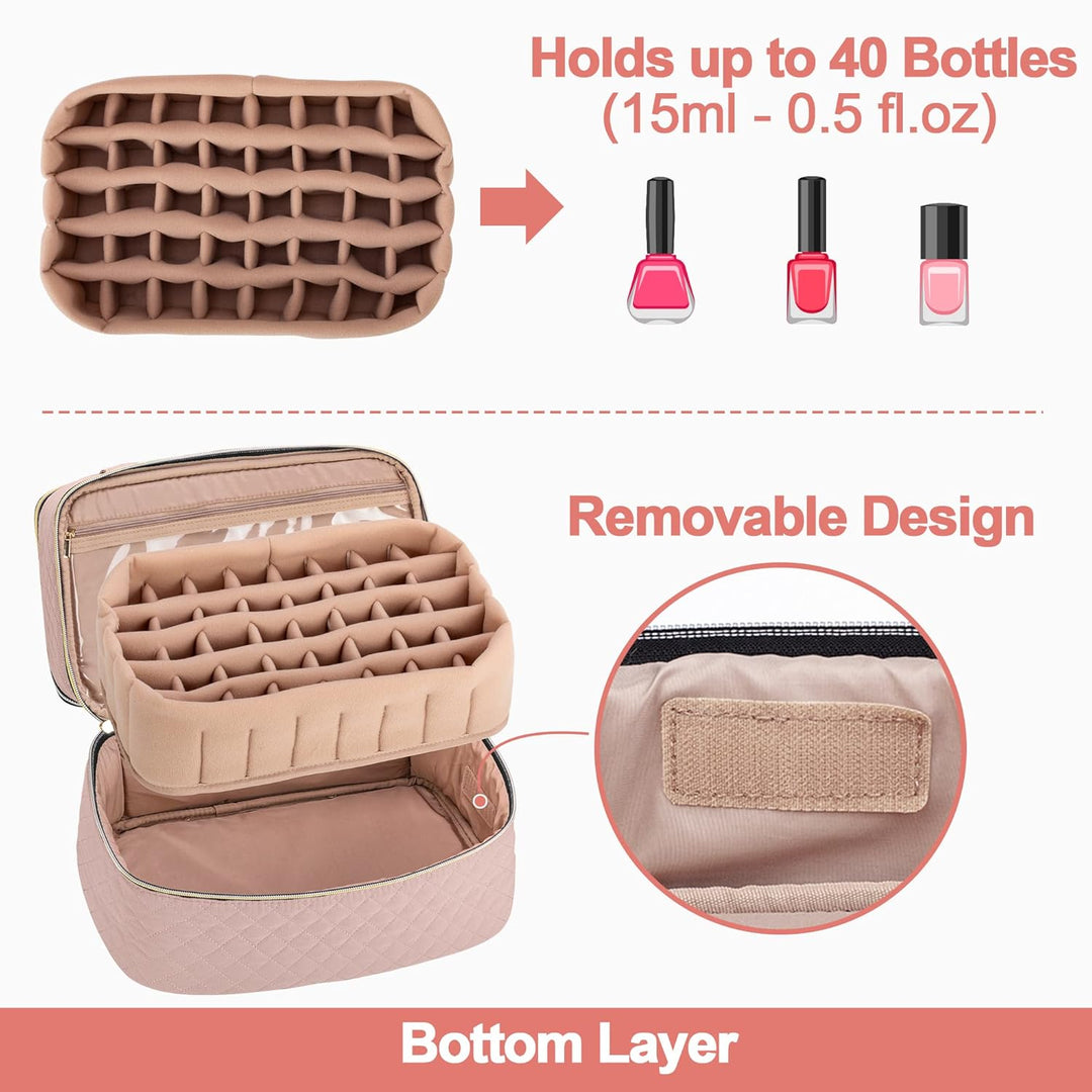Yarwo Nagellack Tasche Organizer, Nagellack Aufbewahrung für 50 Flaschen Nagellack (bis zu 15 ML) un