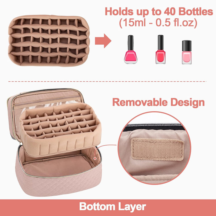 Yarwo Nagellack Tasche Organizer, Nagellack Aufbewahrung für 50 Flaschen Nagellack (bis zu 15 ML) un