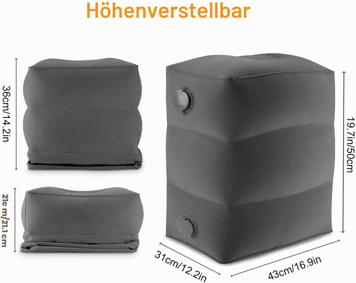 Maliton Fussstütze Flugzeug，Aufblasbare Fussstütze Kissen für Reisen Auto &amp; Zuhause &amp; Büro, Höhenver
