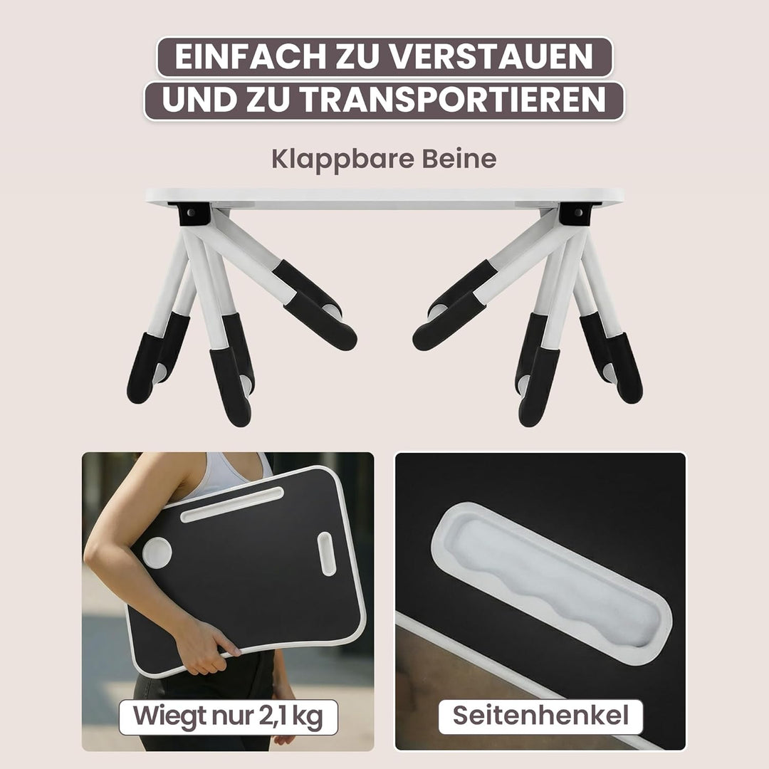 unycos - Klappbarer Laptoptisch, Betttablett, Leseständer, Computertisch, Frühstückstablett, Beistel