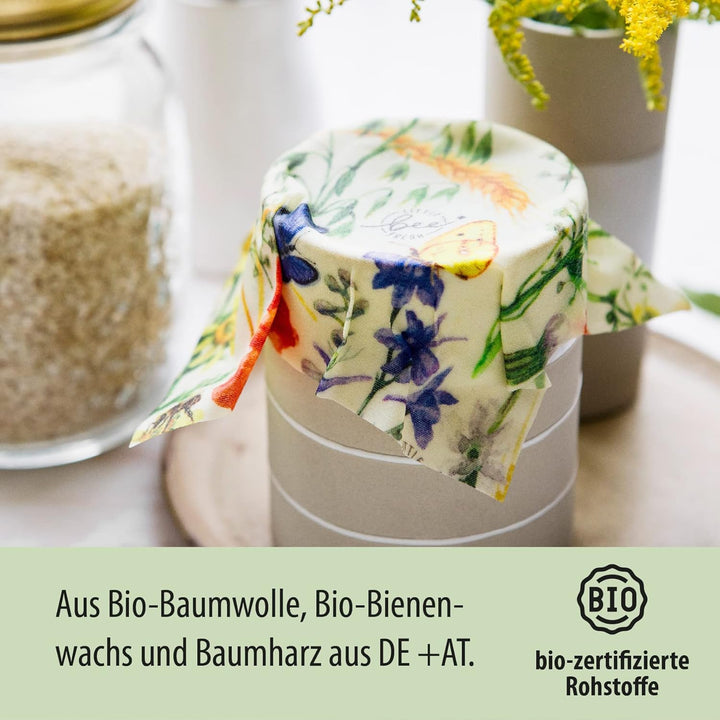 little bee fresh Bio-Bienenwachstücher Starter-Set aus Deutschland - Wachspapier für Lebensmittel -