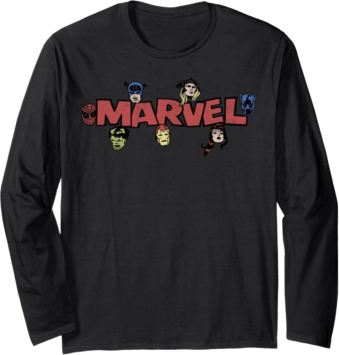 Marvel Avengers Retro Style Logo Langarmshirt