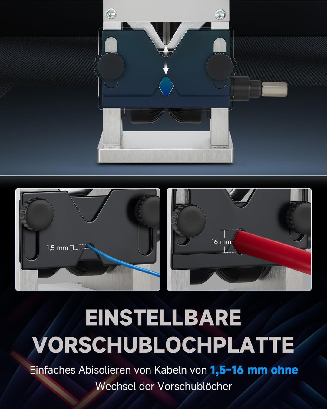 CREWORKS Manuelle Kabelabisoliermaschine 3 Einzugslochplatte 1,5-25mm Kabelschälmaschine Kabel 5 Zuf