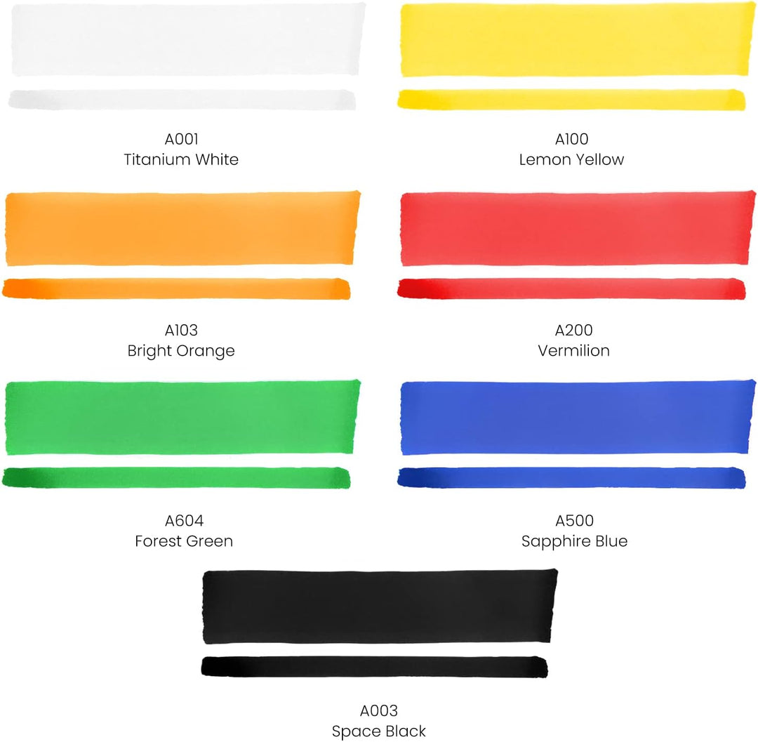 ARTEZA Acrylstifte, 7er-Set, Klassische Farben, 3-in-1-Multi-Line-Federn, 5-15 mm Strichbreite, UV-b