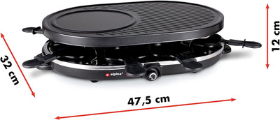 alpina Raclette-Grill - Elektrische Tischgrill - mit Pfannen und Spachteln - 1200 Watt - 8 Personen