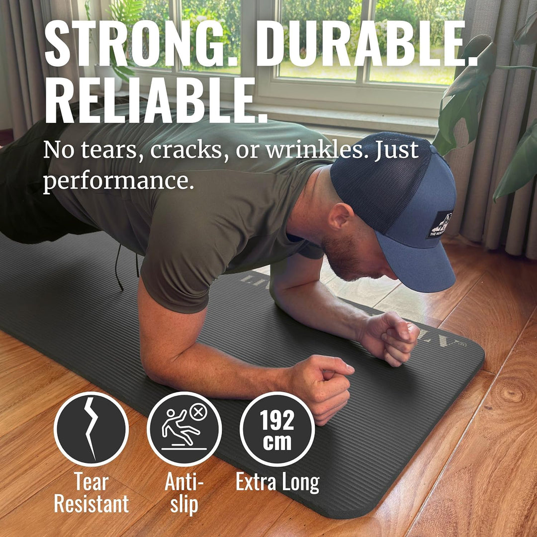 WOLV Yogamatte 15mm Extra Dick - Rutschfeste Fitnessmatte aus NBR, Komfortabel & Gelenkschonend - Tr