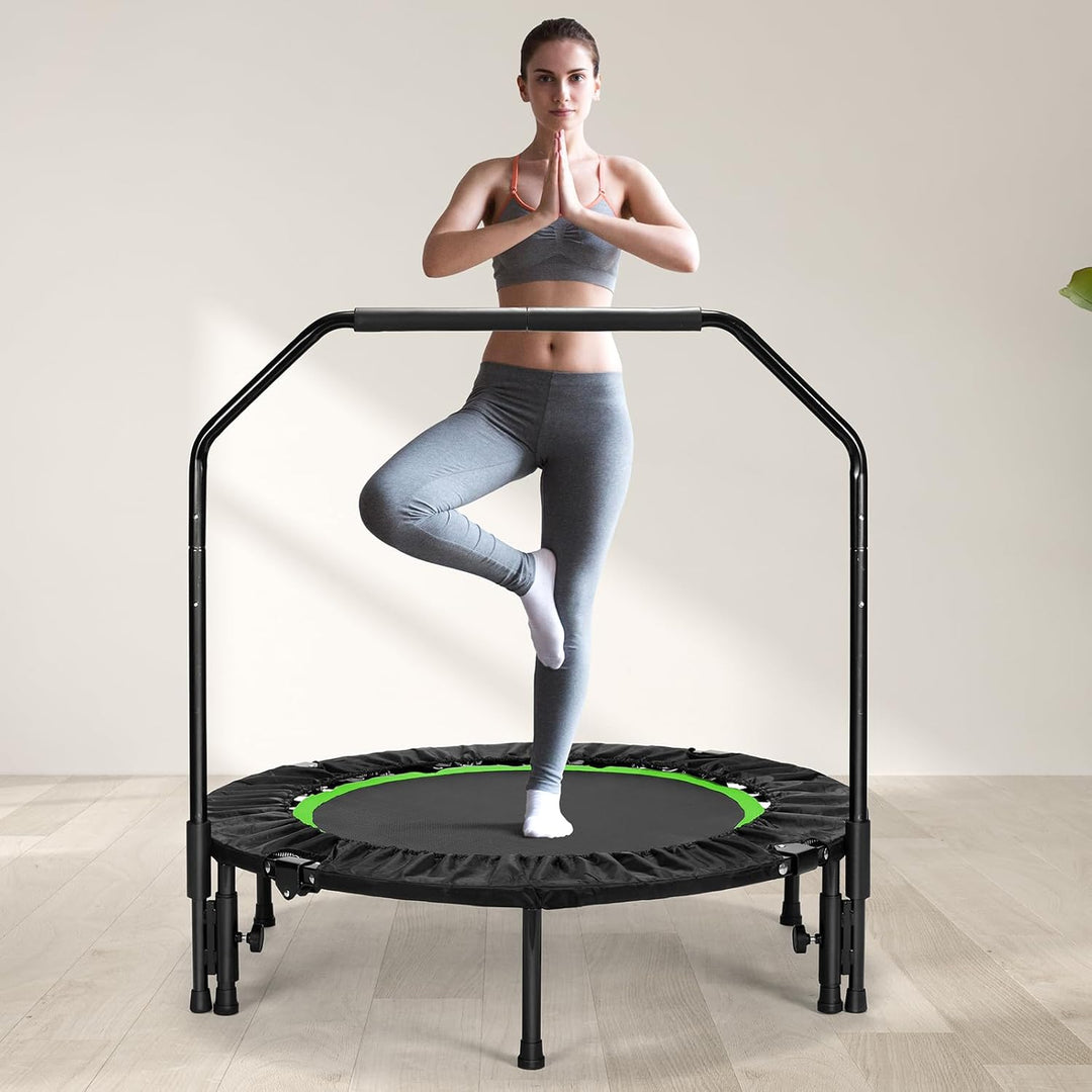 LIFERUN Fitness Trampolin Indoor Ø101cm,Tragfähigkeit 150 kg,Workout Rebounder,mit 3 Verstellbare Ha