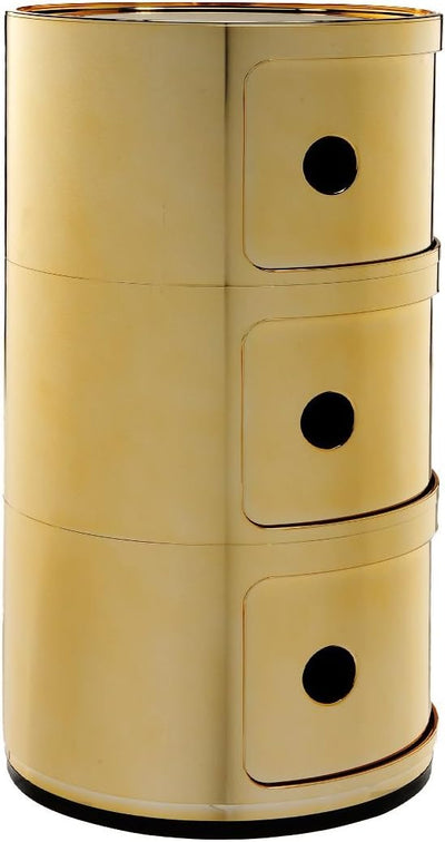 Kartell Componibili, 3 Elements, Gold, Runde Basis 3-fächer Gold, 3-fächer Gold