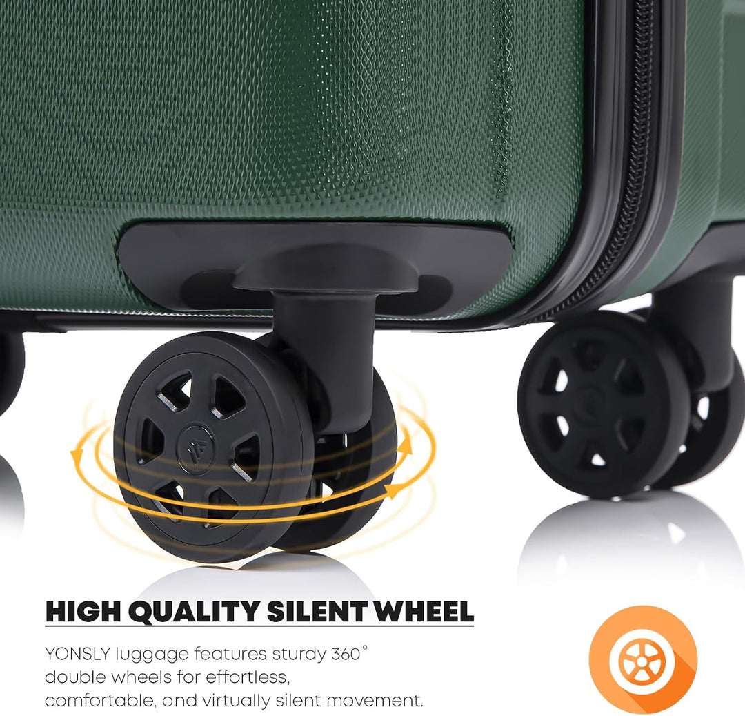 Koffer Suitcase S Dunkelgrün, Trolley Reisekoffer, Kabinenkoffer Rollkoffer Handgepäck mit 4 Rollen