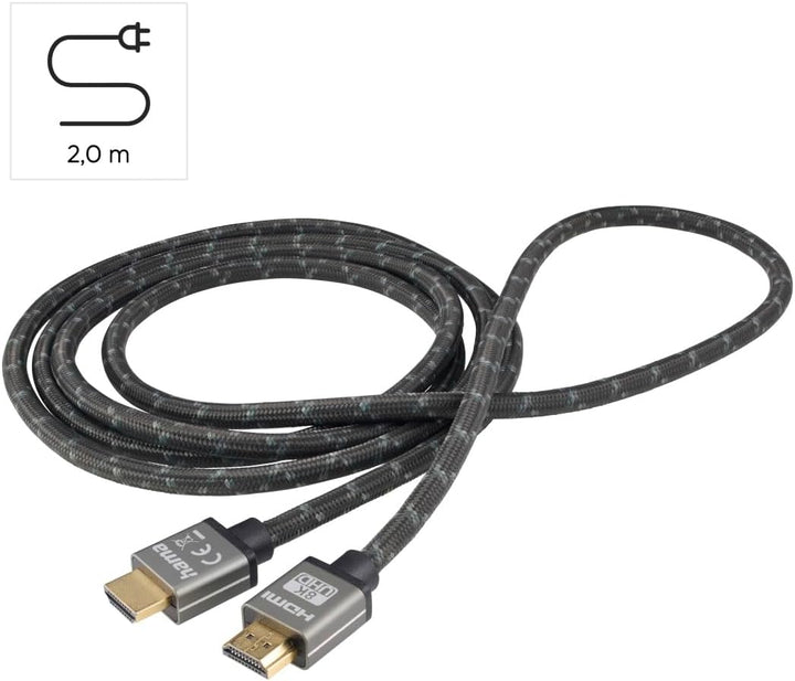 Hama Premium HDMI Kabel 2 Meter Ultra High Speed (Exzellentes Monitorkabel 4K / 8K, 48 Gbit/s, UHD B