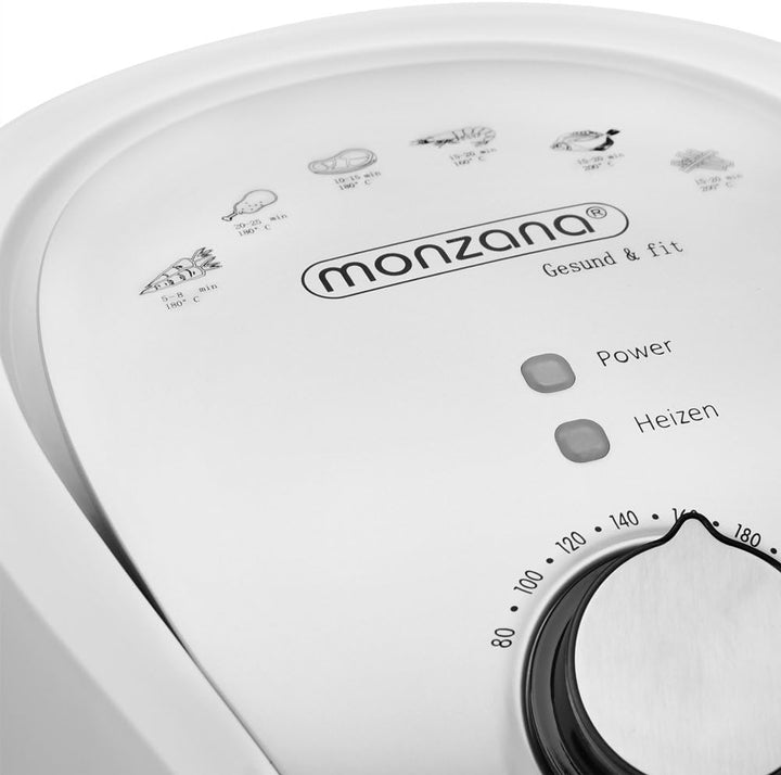 MONZANA® Heissluftfritteuse 3,6L Edelstahl - Air Fryer Mit Antihaftbeschichtung, Timereinstellung, T