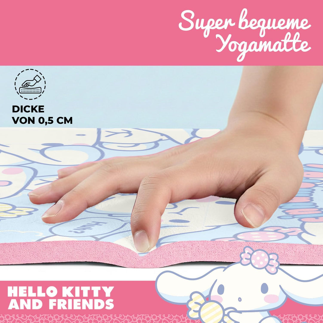 Hello Kitty Offiziell – Kinder Yoga- & Gymnastikmatte Hello Kitty & Cinnamoroll (60 x 150 x 0,5 cm)