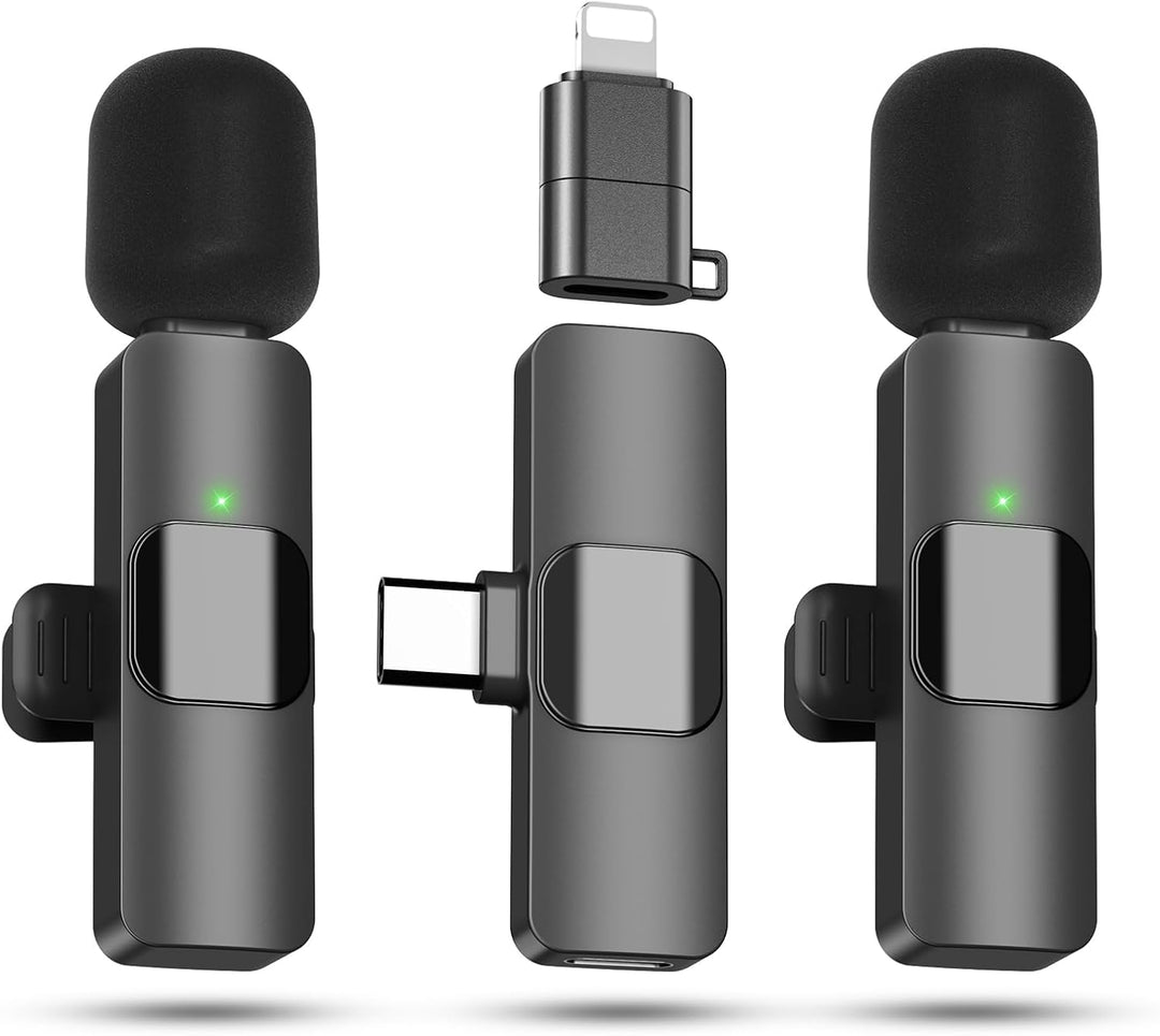 KUKIHO Kabelloses Lavalier Mikrofon, 2 Mini Ansteckmikrofon mit Geräuschunterdrückung, Plug-Play Han