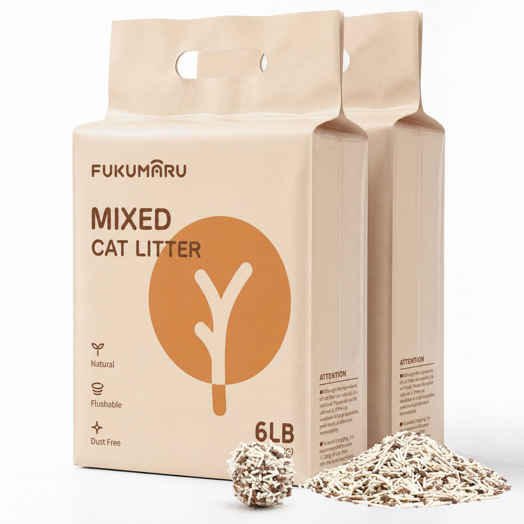 FUKUMARU Tofu Katzenstreu 5.4 kg, Klumpstreu für Katzen, Gemischtes Apfelholzpellets, Staubfrei und