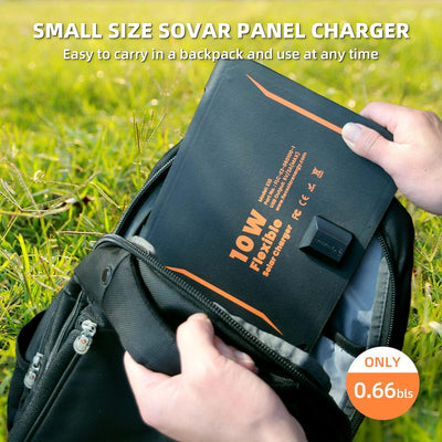 FlexSolar 10 W tragbares Solarpanel-Ladegerät,wasserdichtes IP67 faltbares Solarpanel mit USB-Anschl