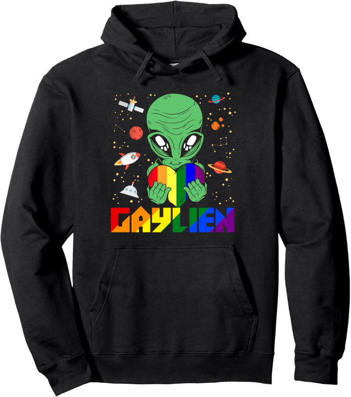 Lustiges Gaylien Regenbogen Wortspiel LGBT Pride Pullover Hoodie