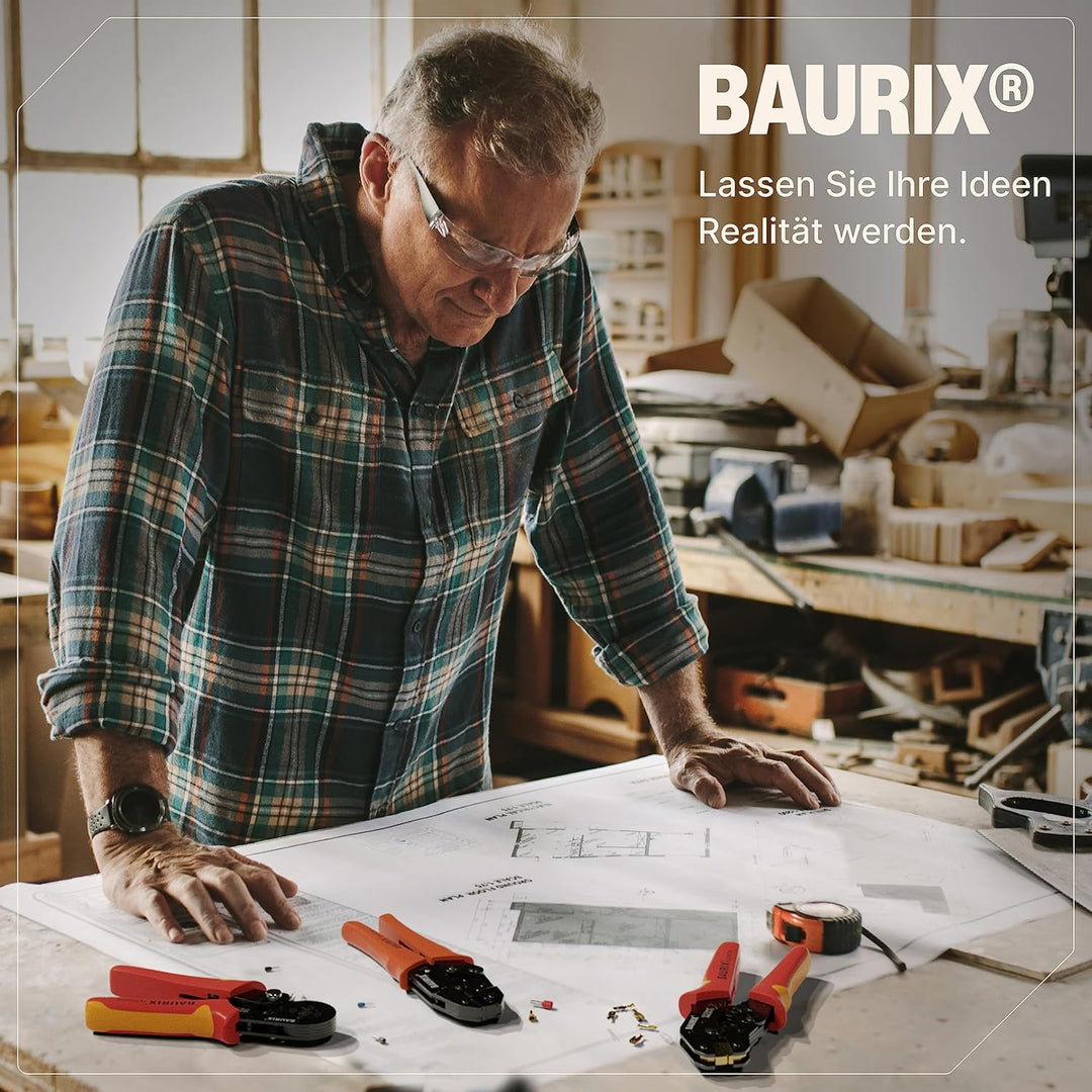 BAURIX® Crimpzange Aderendhülsen – Selbsteinstellende Aderendhülsenzange 0,25–10 mm² - Elektriker We