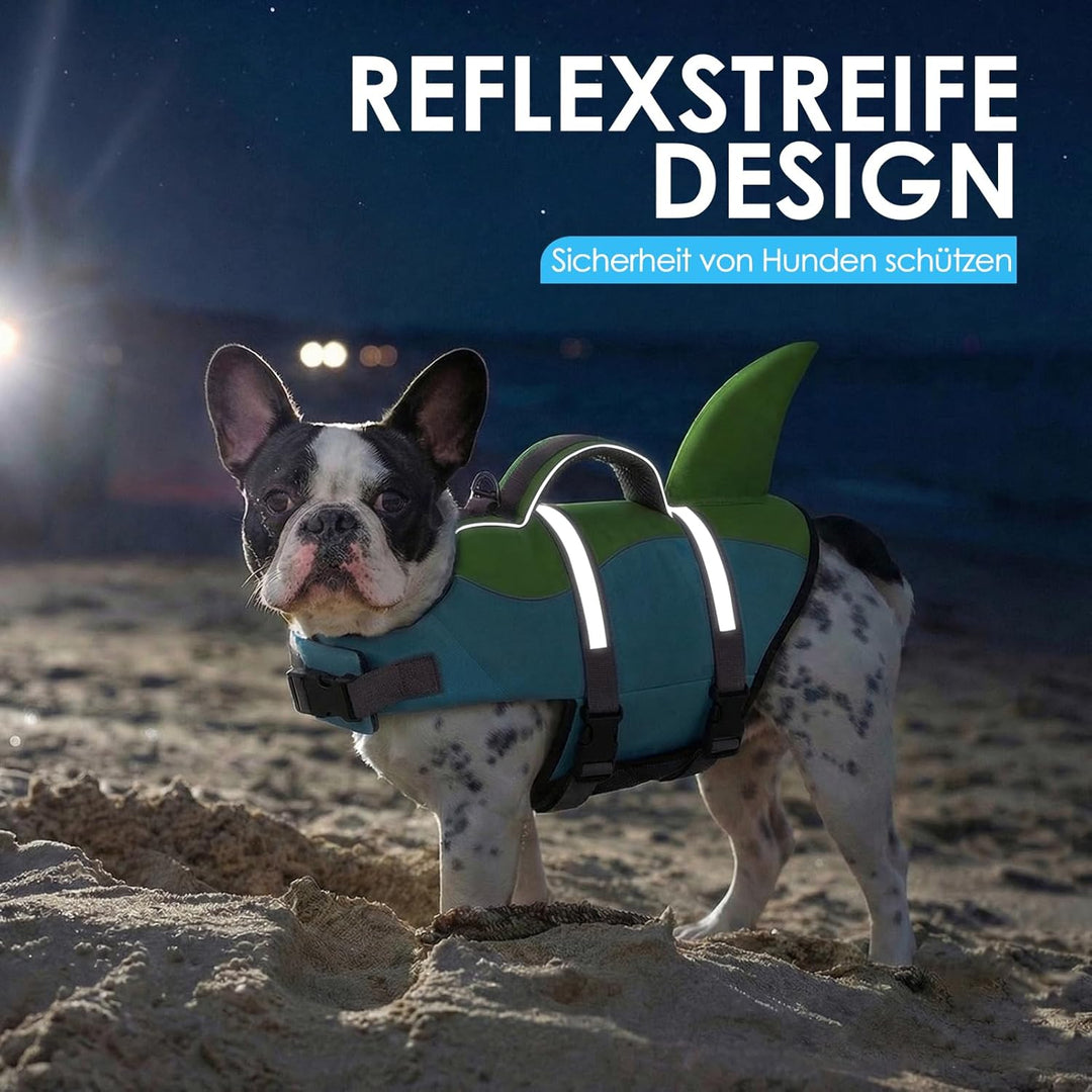 AOFITEE Schwimmweste Hund Klein, Verstellbar Hunde Schwimmweste Hai, Ripstop Hundeschwimmweste Klein