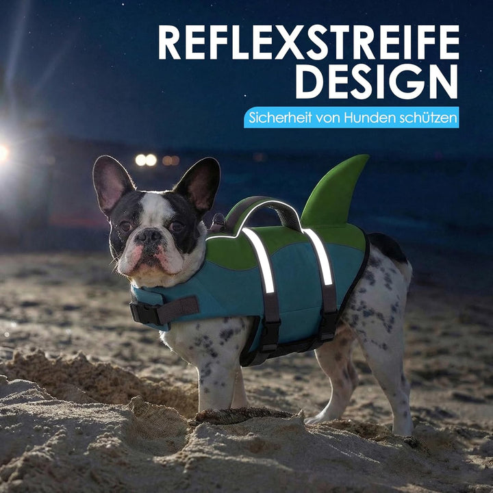 AOFITEE Schwimmweste Hund Mittel, Hoher Auftrieb Hundeschwimmweste Hai, Verstellbar &amp; Ripstop Rettun