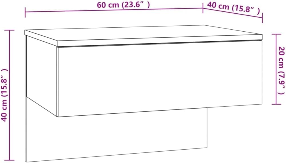 FIRBNUS Nachtschränkchen Nachtkommode Wand-Nachttisch Räuchereiche Holzwerkstoff 60x40x40 Bett Kommo