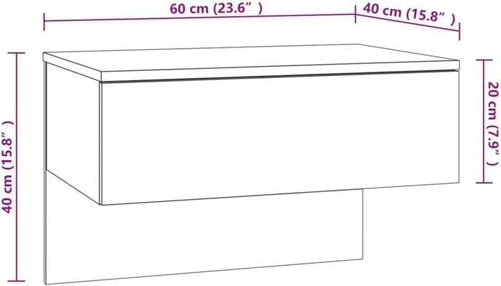 FIRBNUS Nachtschränkchen Nachtkommode Wand-Nachttisch Räuchereiche Holzwerkstoff 60x40x40 Bett Kommo