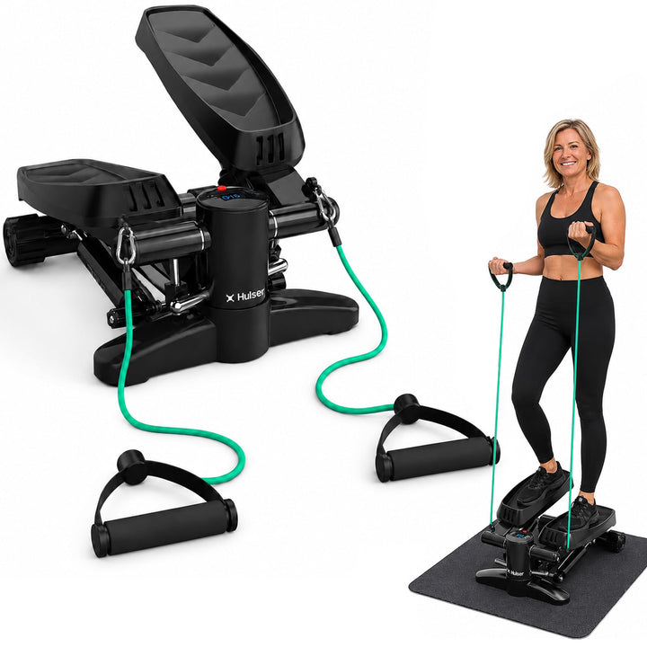 Hulser 2-in-1 Stepper für Zuhause mit Display - Ganzkörpertrainer mit Anpassbarem Widerstandssystem