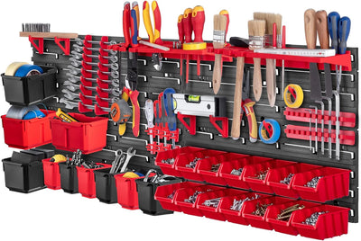 KADAX Werkstattregal, 116x39cm Werkzeugwandregal aus robustem Kunststoff, UV-Resistentes Lagersystem